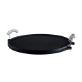 Pre-Seasoned Cast Iron Round Grill Pan with Removable Handles
